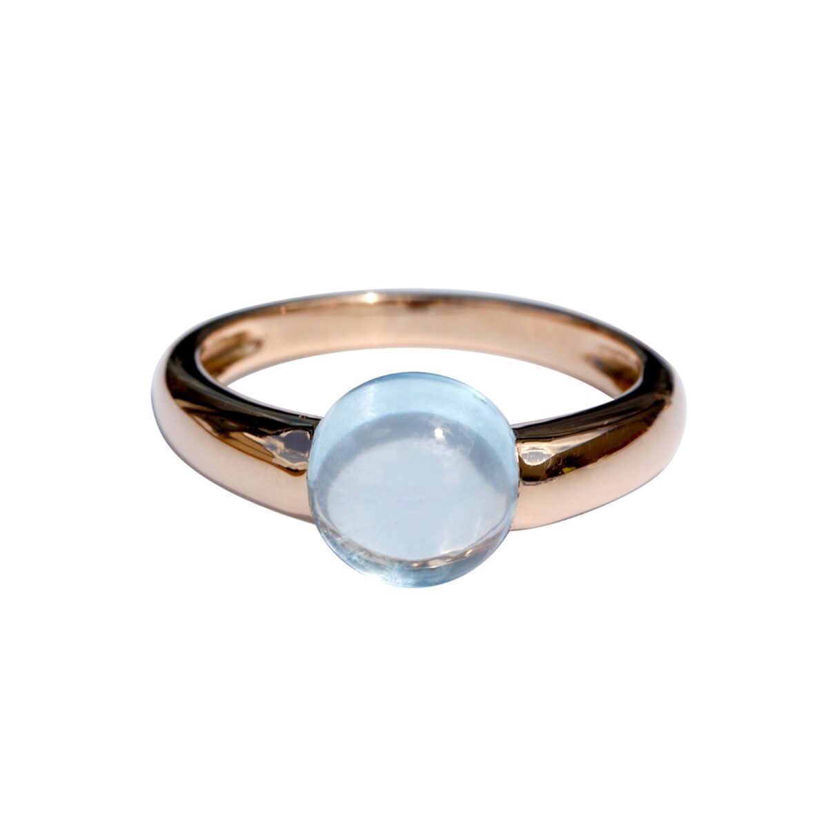 Bague topaze bleue et or rose
