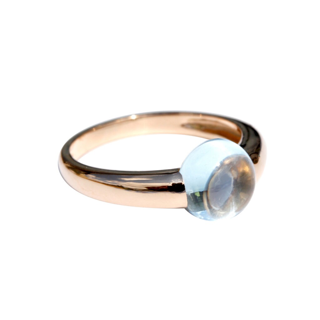 Bague topaze bleue et or rose