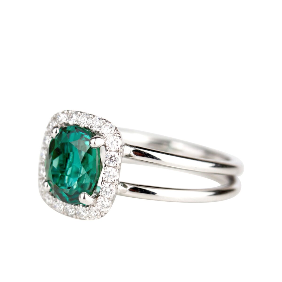 Bague tourmaline verte et diamants