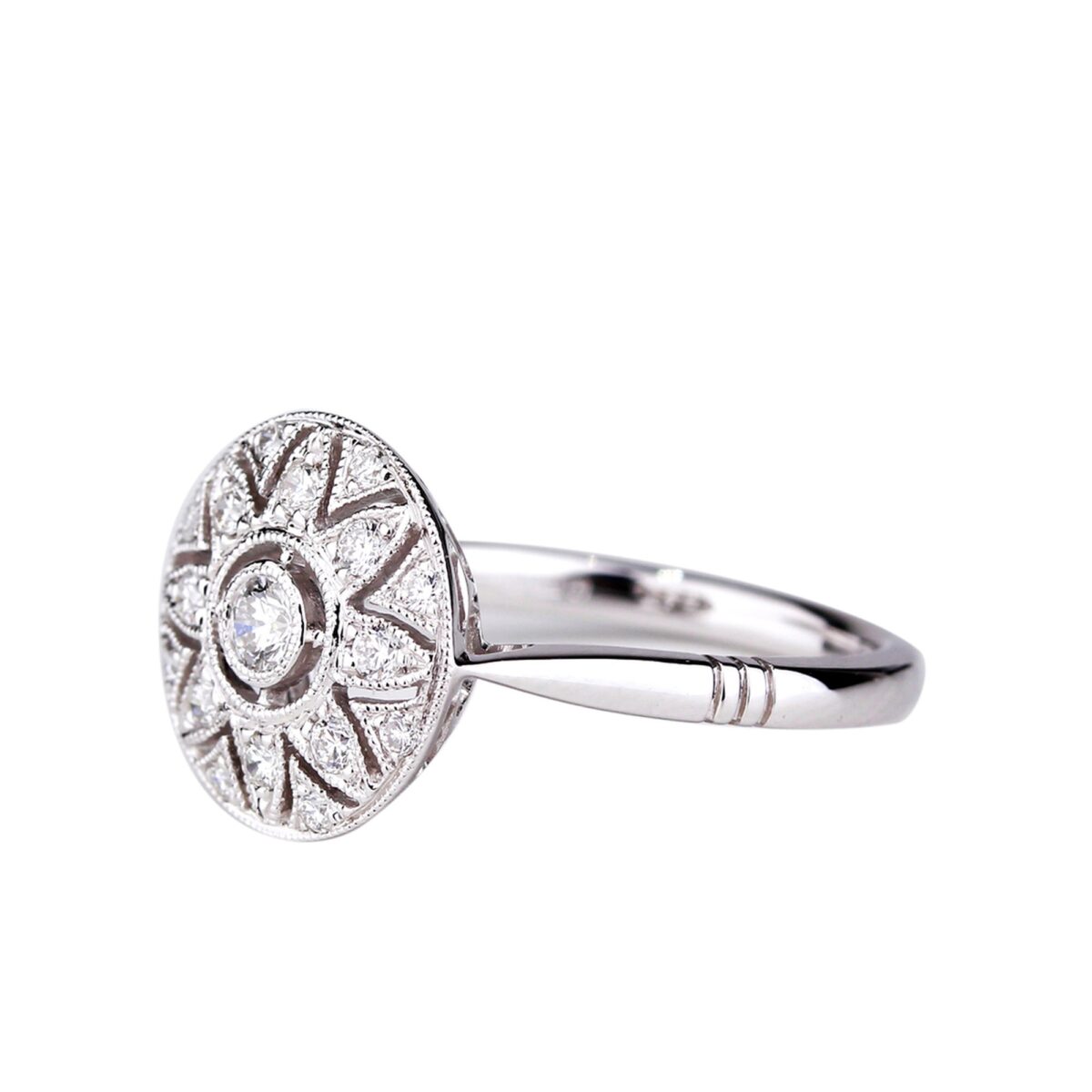 Solitaire diamant or blanc motif étoile