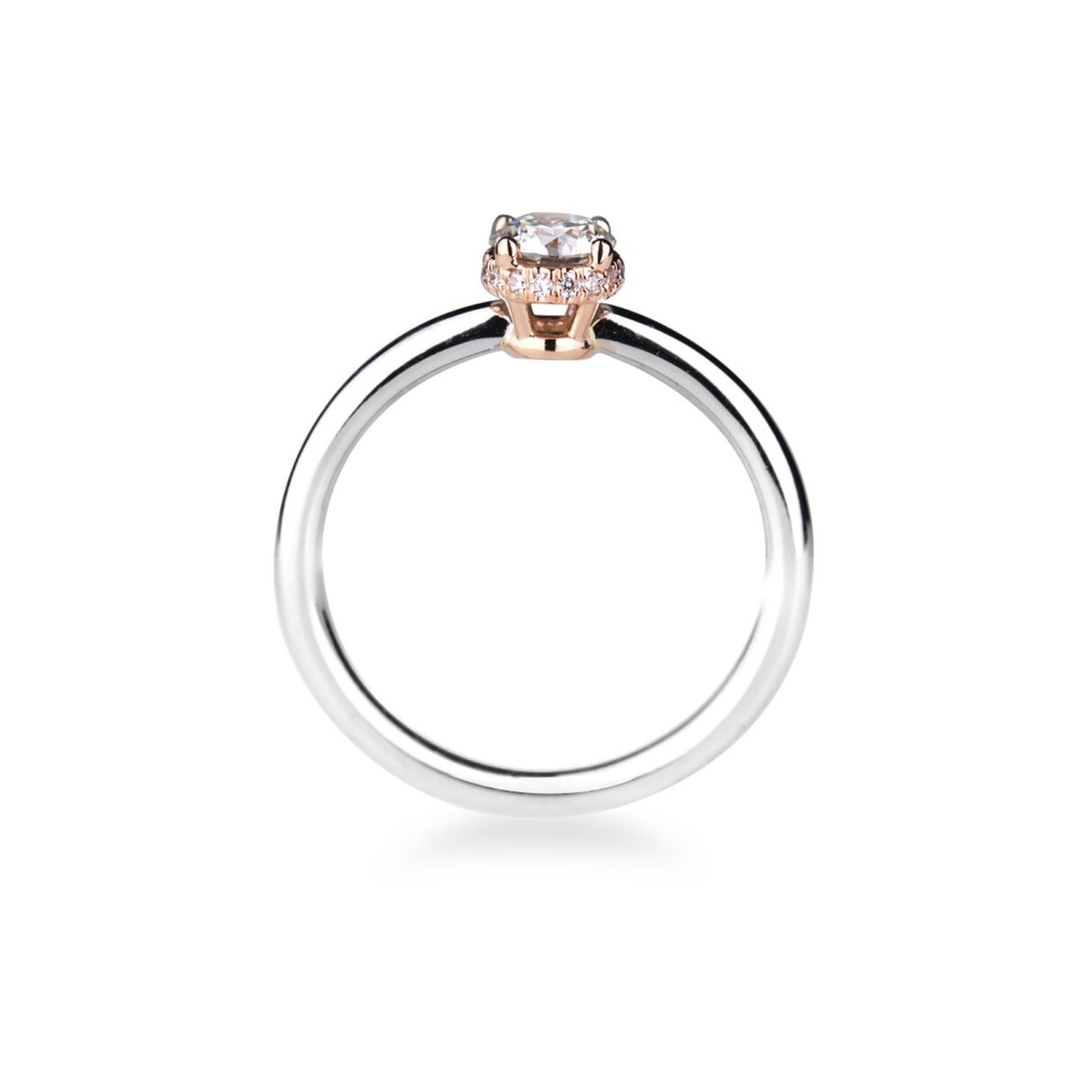 Solitaire diamants or rose et or blanc