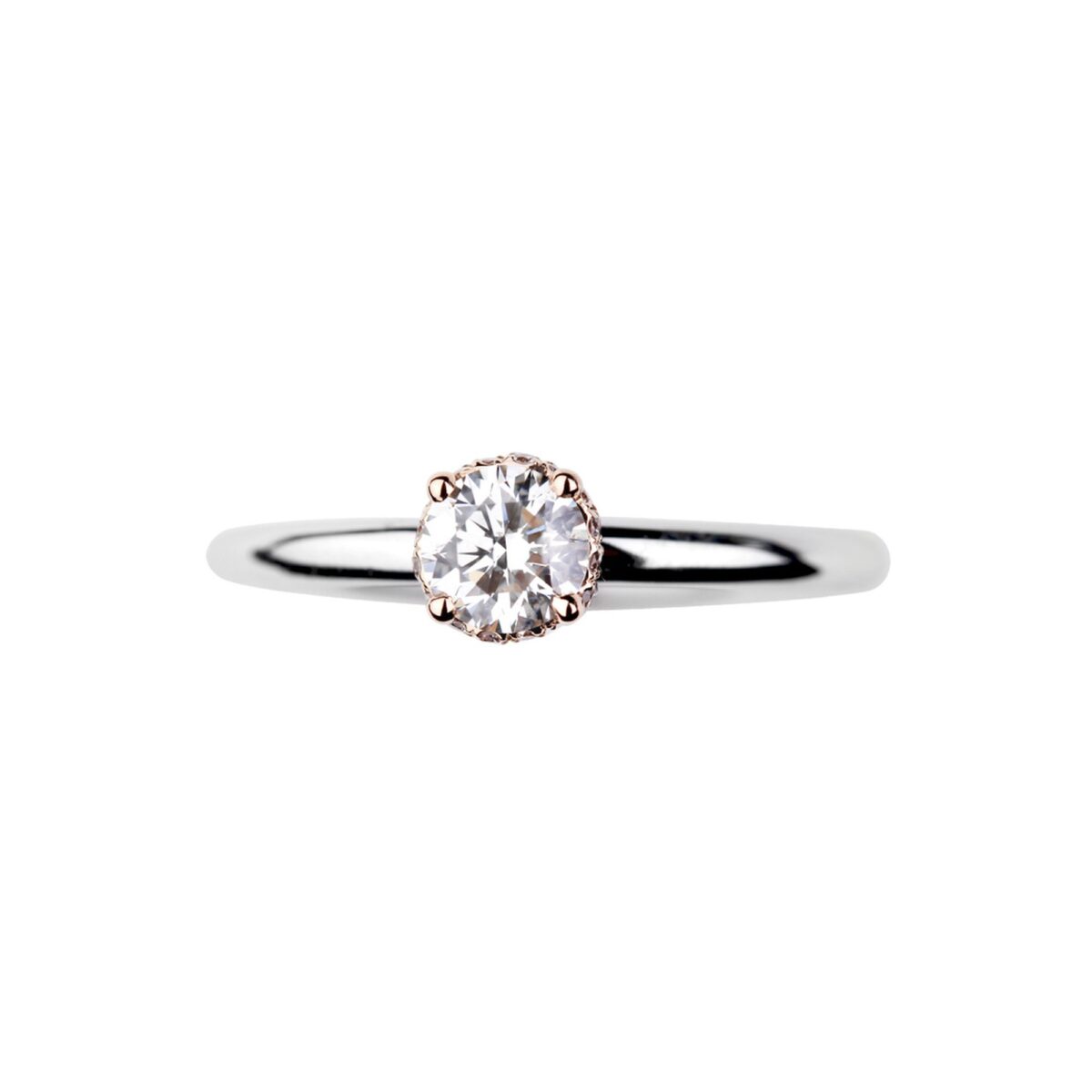 Solitaire diamants or rose et or blanc