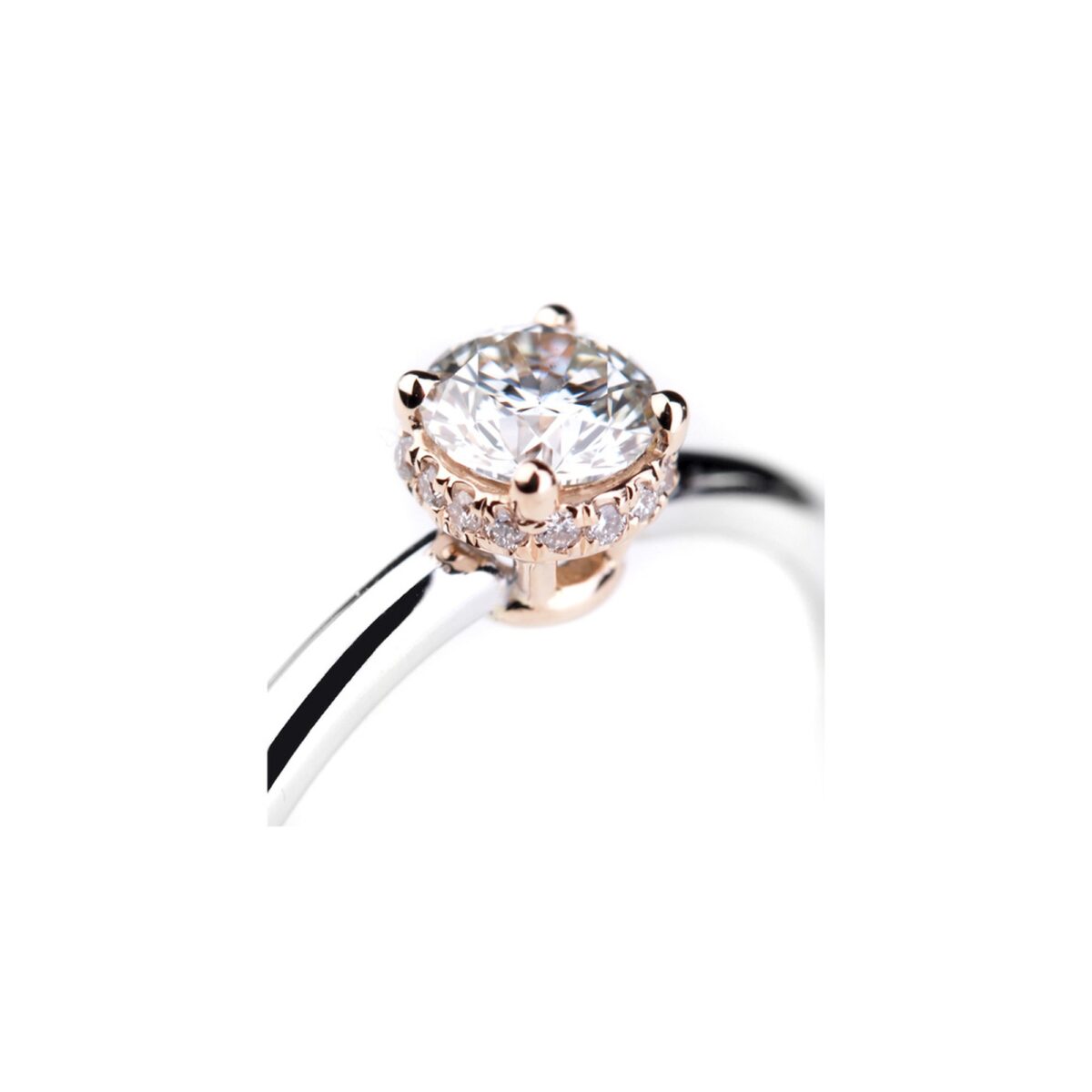 Solitaire diamants or rose et or blanc