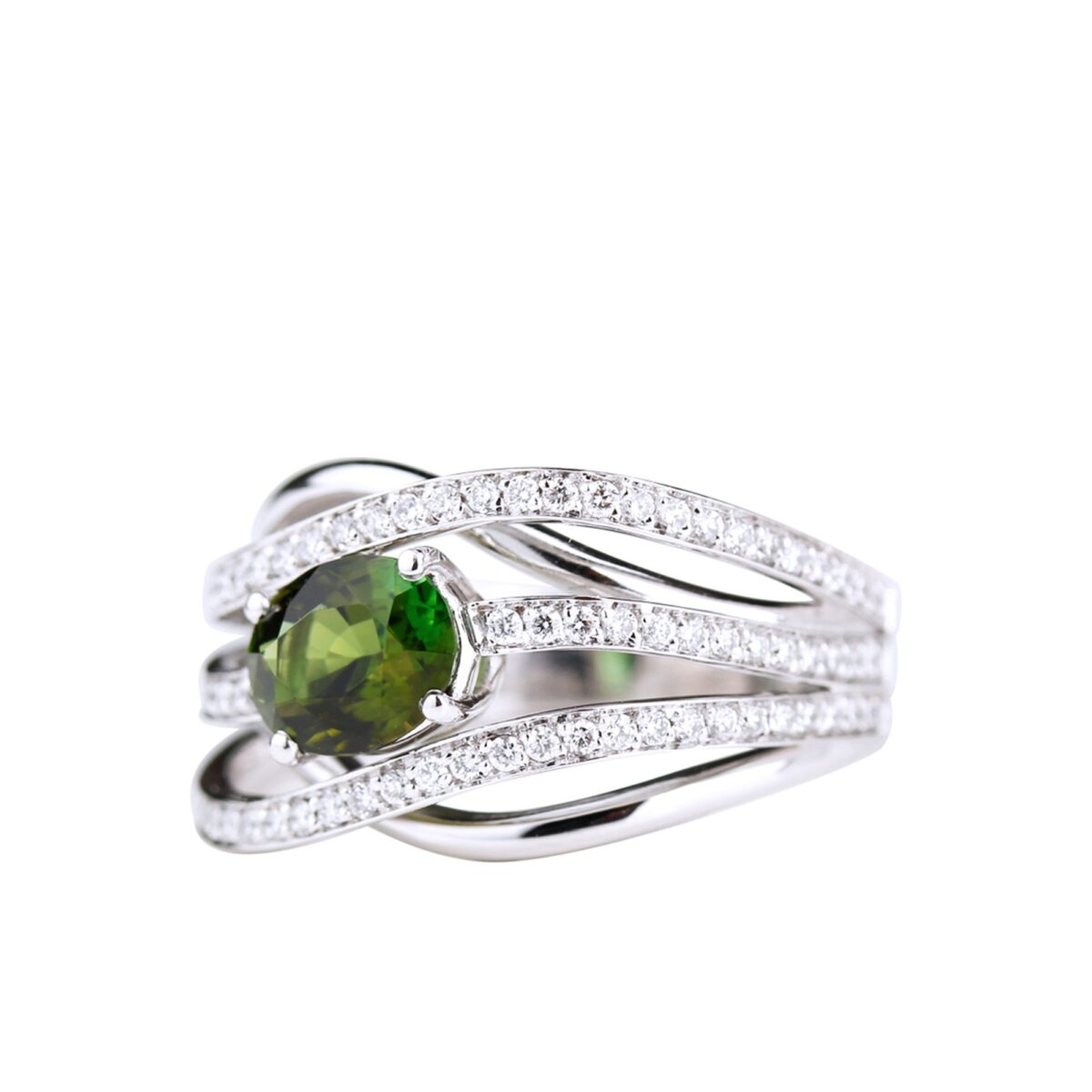 Bague tourmaline verte et diamants