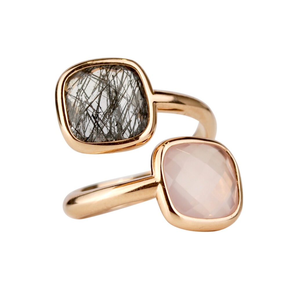 Bague quartz rose et rutilé