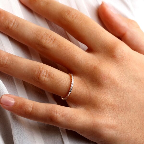 Alliance diamants or rose