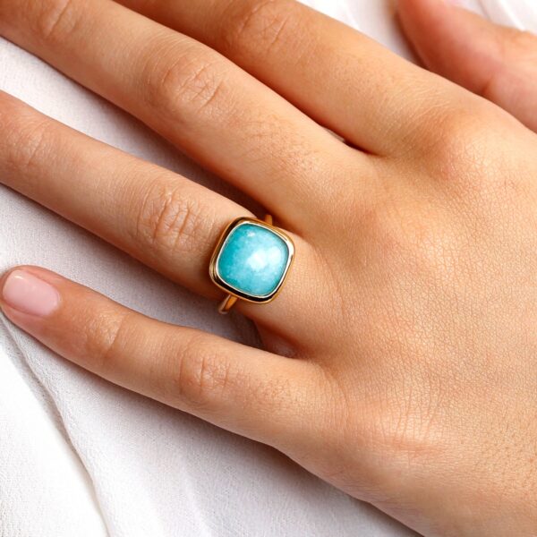 Bague amazonite et or rose Paraty