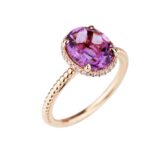 Bague améthyste entourage diamants