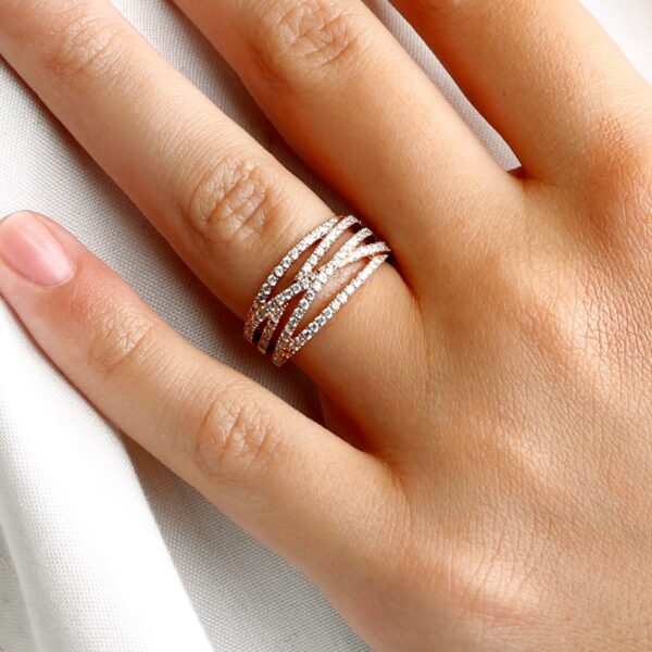 Bague diamants 5 fils Mikado