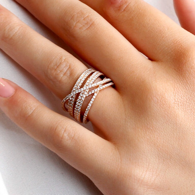 Bague diamants 7 fils Mikado 7 or rose