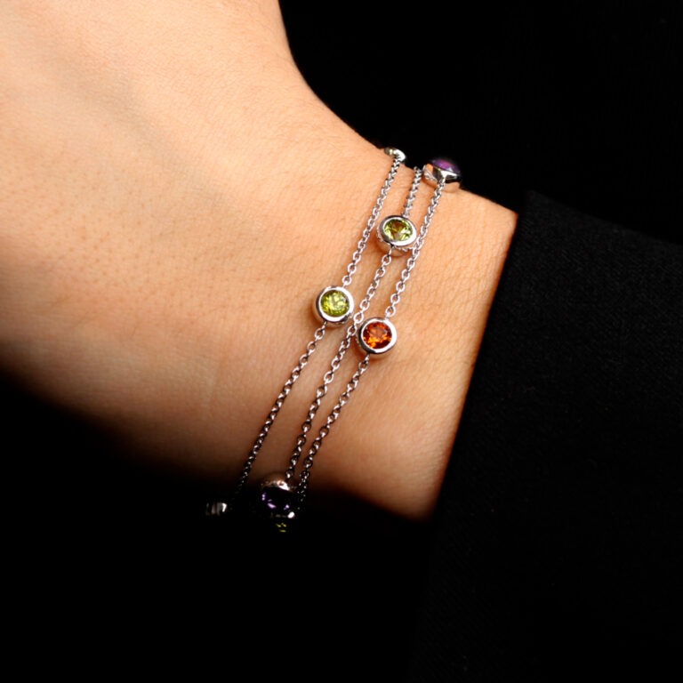 Bracelet double péridot améthyste topaze citrine