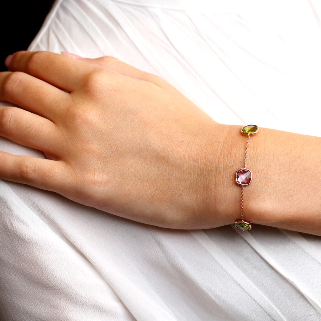 Bracelet péridots et améthystes College