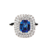 Bague saphir double entourage diamants