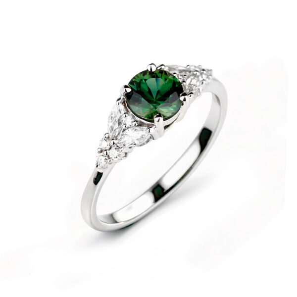 bague saphir vert diamants et or blanc Compagnie des Gemmes Paris