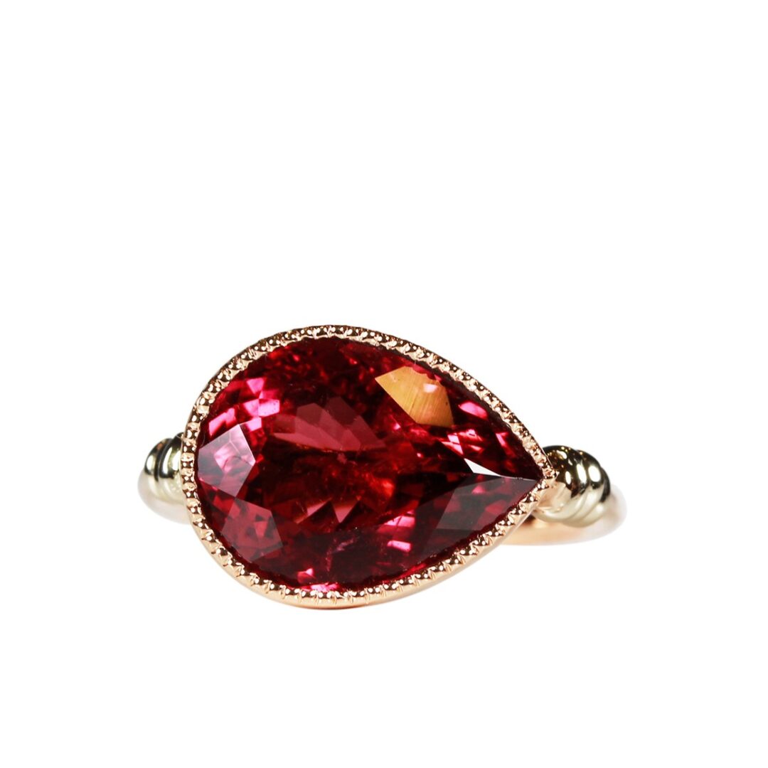 Bague tourmaline rose taille poire