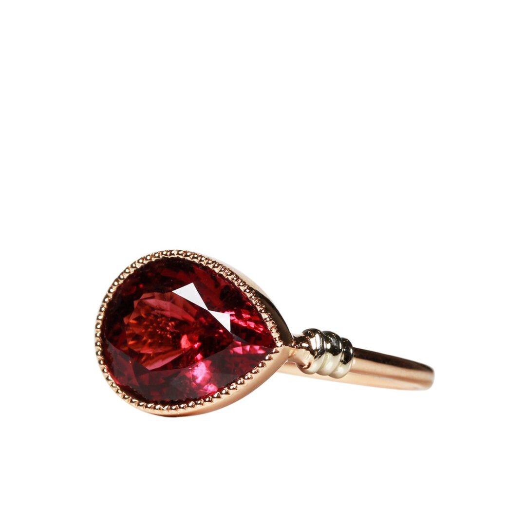 Bague tourmaline rose taille poire