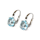 Boules d'oreilles topaze Blue et or blanc 18 K collection Poppy Blue par Cesare Pompanon