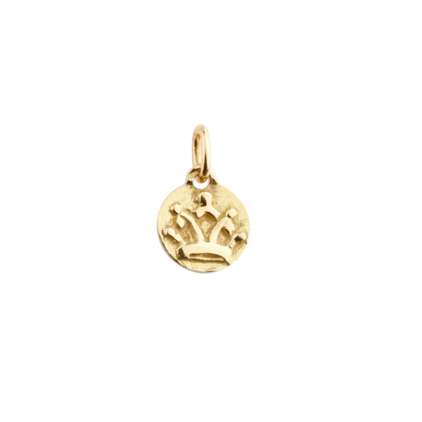 Pendentif Couronne, médaille miniature en or jaune 18K