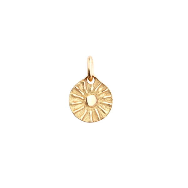 Pendentif Soleil, médaille miniature en or jaune 18K