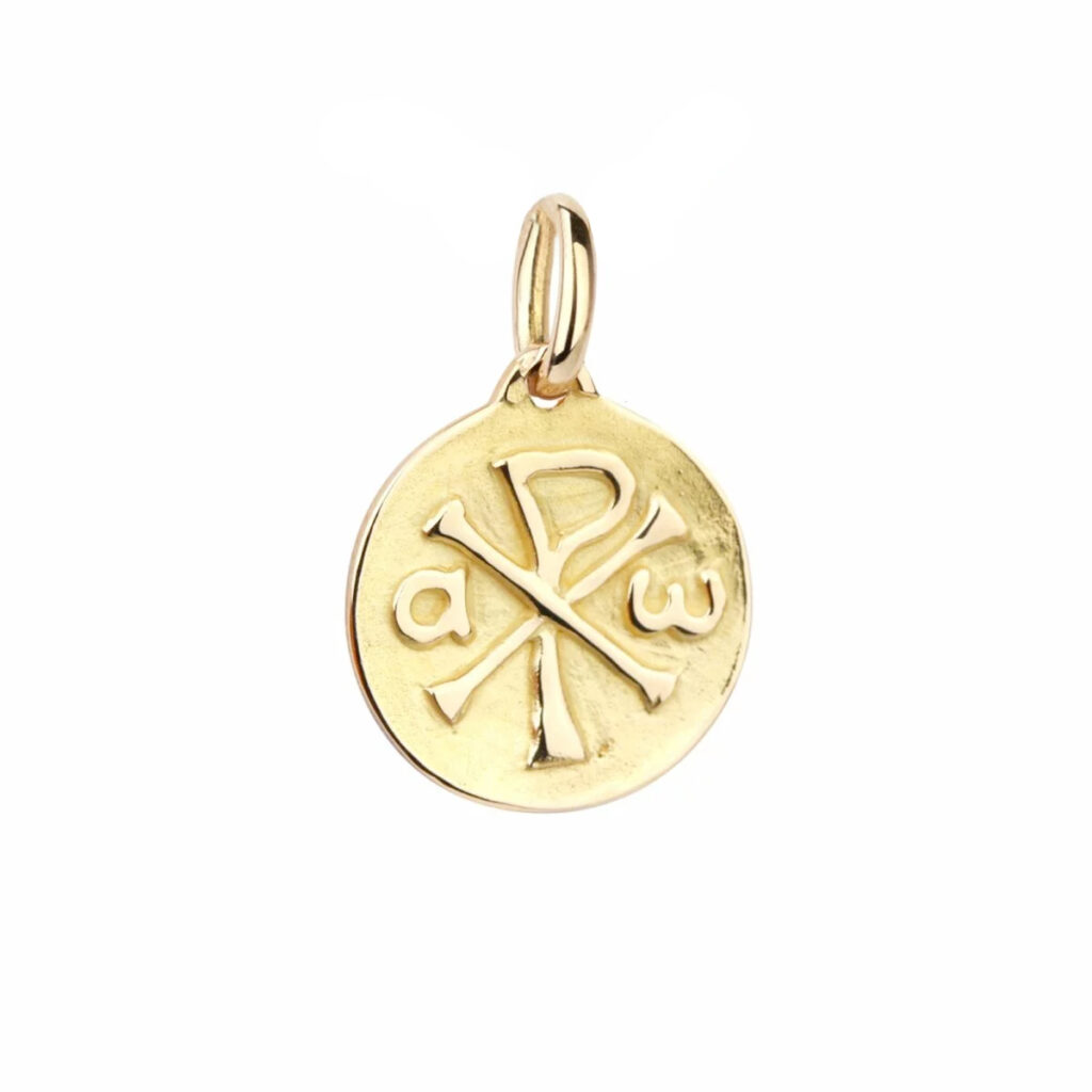 Pendentif Chrisme, médaille en or jaune 18K