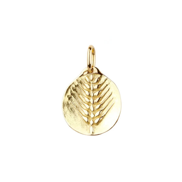 Pendentif épi de blé, médaille porte-bonheur en or jaune 18K