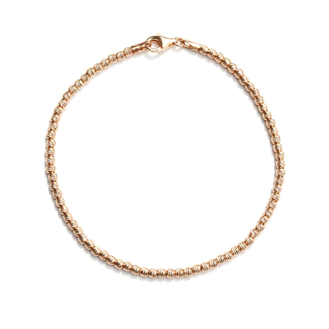 Bracelet perle striée or rose 18K