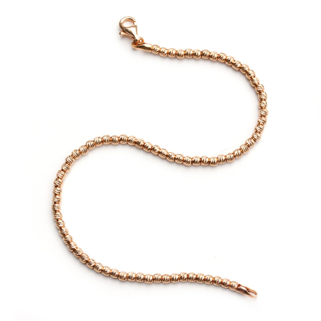 Bracelet perle striée or rose 18K