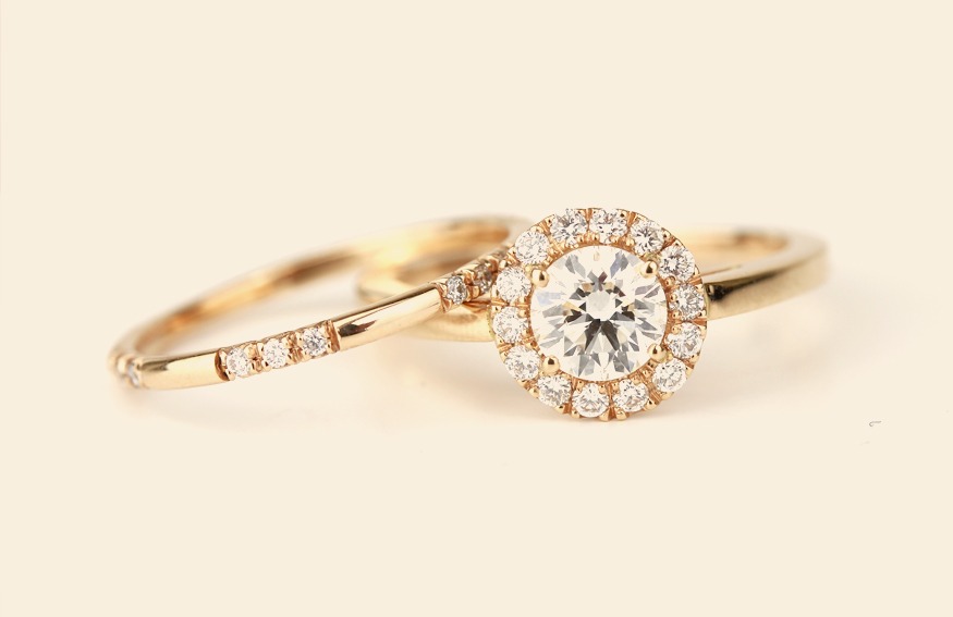Bague fiançailles diamants Antoinette et alliance diamants