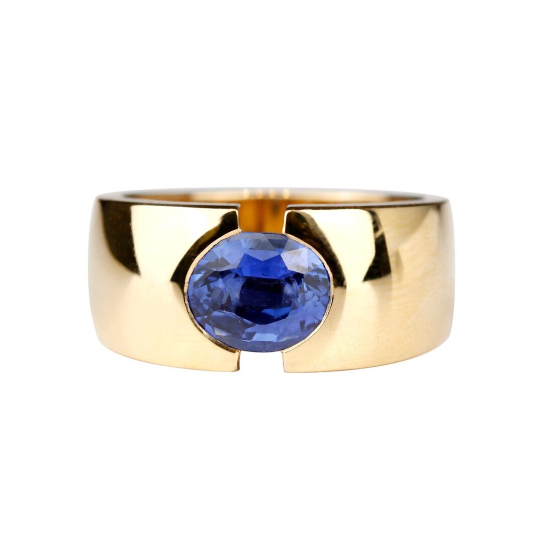 Bague saphir ovale jonc or jaune Tribeca