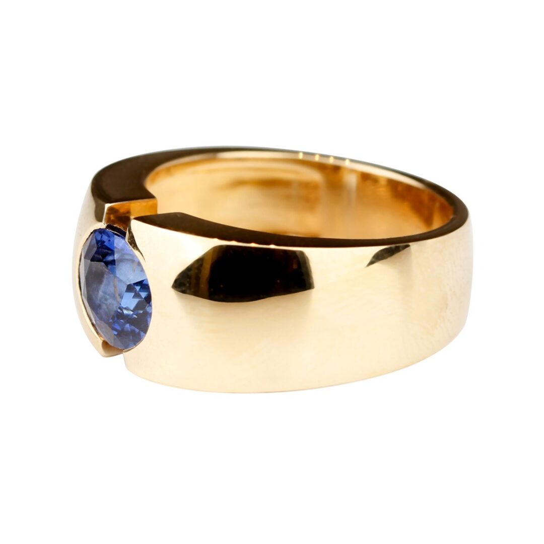 Bague saphir ovale or jaune poli Tribeca