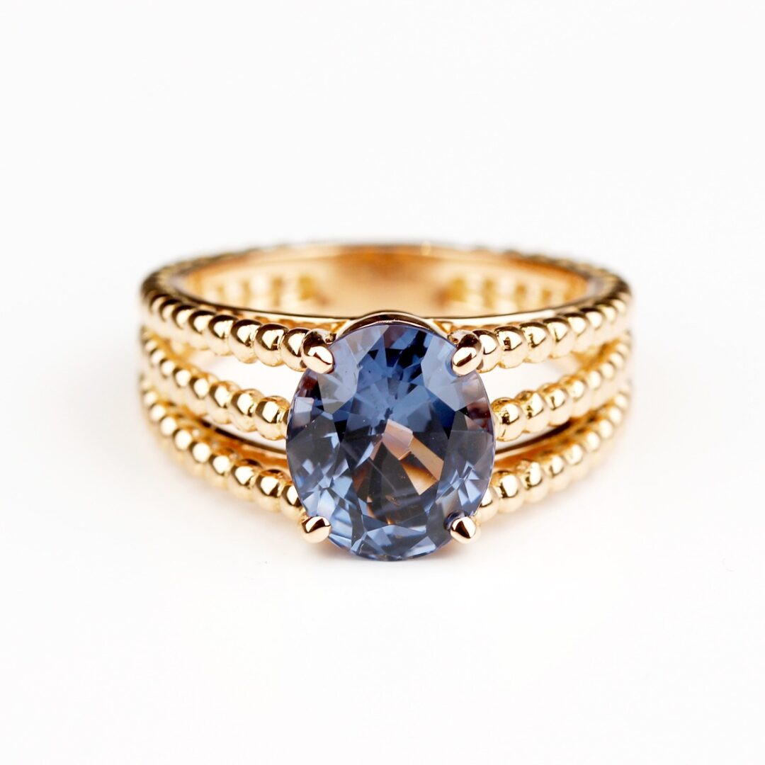 Bague spinelle bleu et or rose Grace