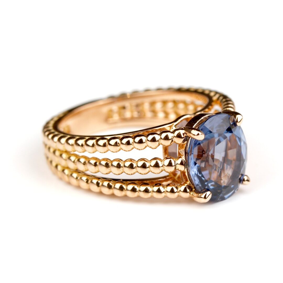 Bague spinelle bleu et or rose Grace