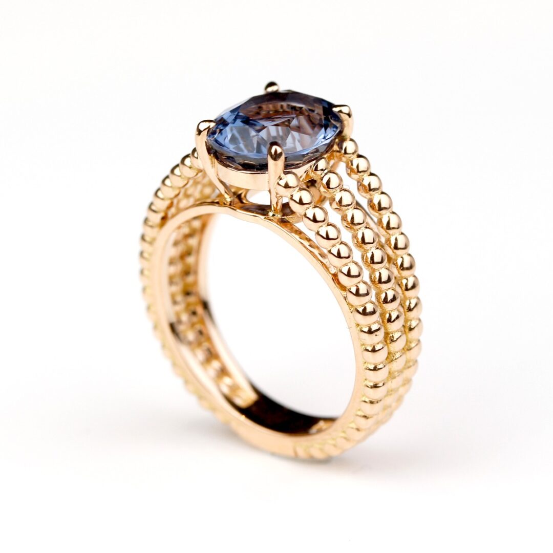 Bague spinelle bleu et or rose Grace