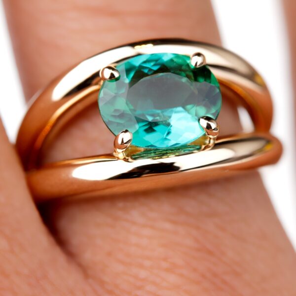 Bague tourmaline ovale or rose Boccadilupo