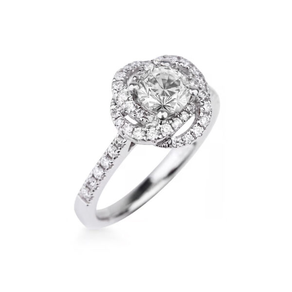 Bague diamant et pétales de diamants or blanc