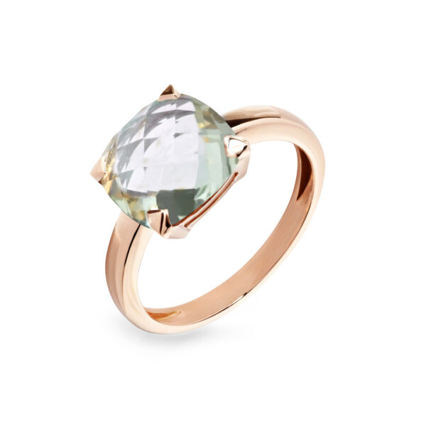 Bague prasiolite et or rose 18 K collection Poppy Blue par Cesare Pompanon