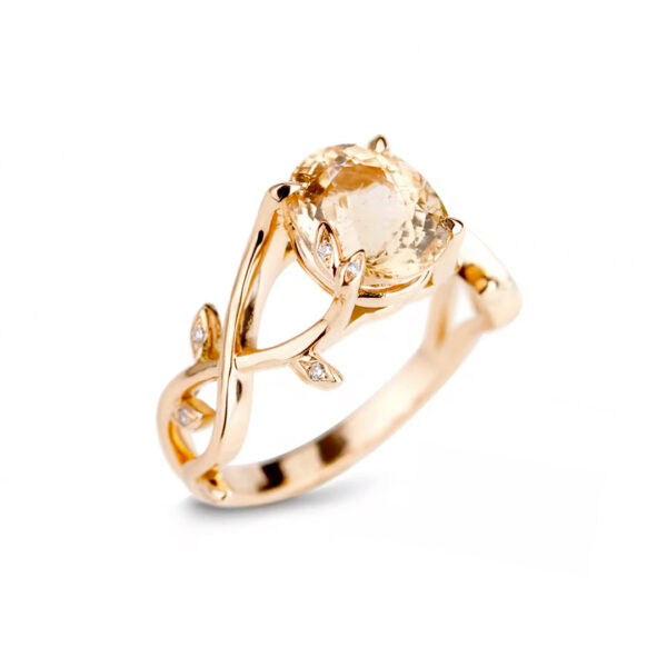 bague topaze impériale or rose collection jardin Compagnie des Gemmes