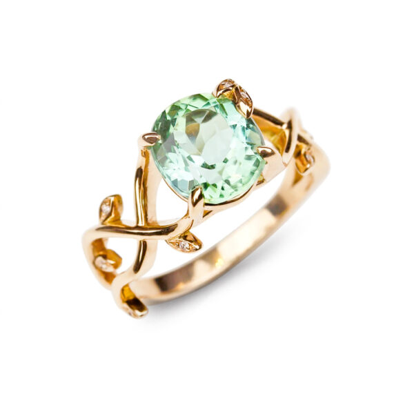 Bague tourmaline vert d'eau et or rose