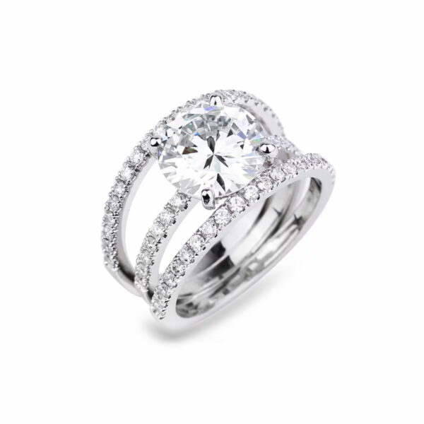 Bague solitaire diamant anneau triple en diamants Chenonceau 1513 diamants Compagnie des Gemmes Paris