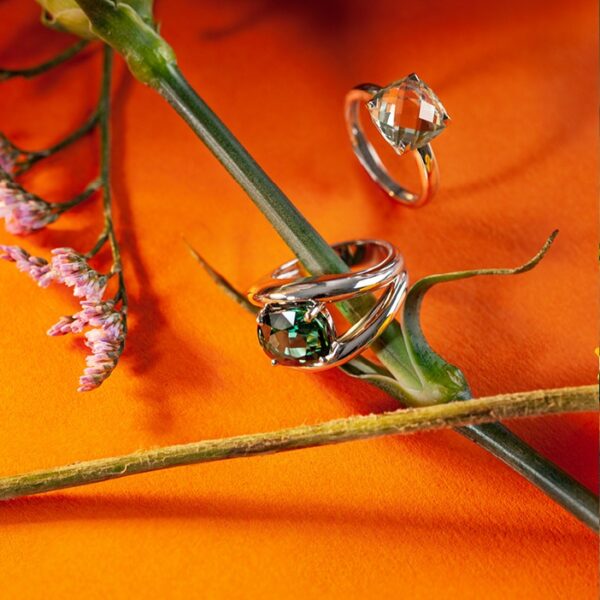 Bague prasiolite et or rose 18 K Poppy Blue Cesare Pompanon