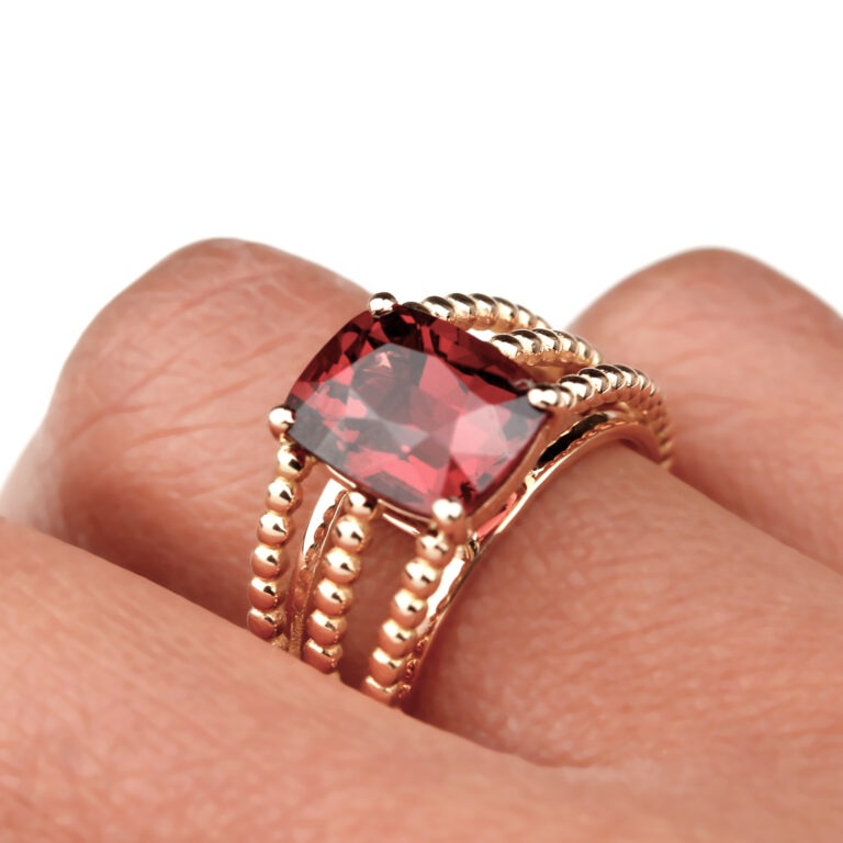 Bague grenat rhodolite or rose Grace