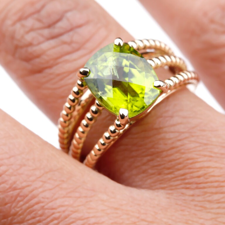 Bague péridot or rose Grace