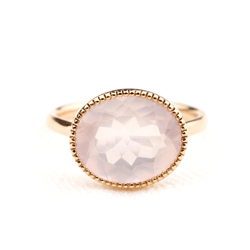 Bague Quartz rose Or rose Divine