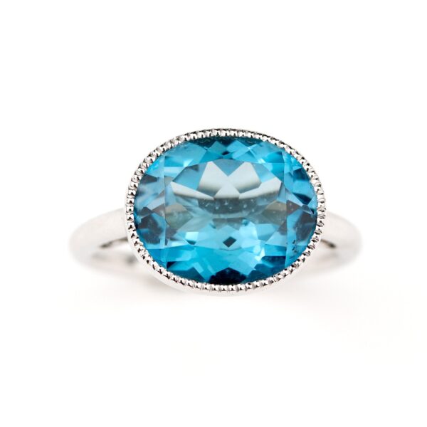 Bague topaze bleue or blanc Divine