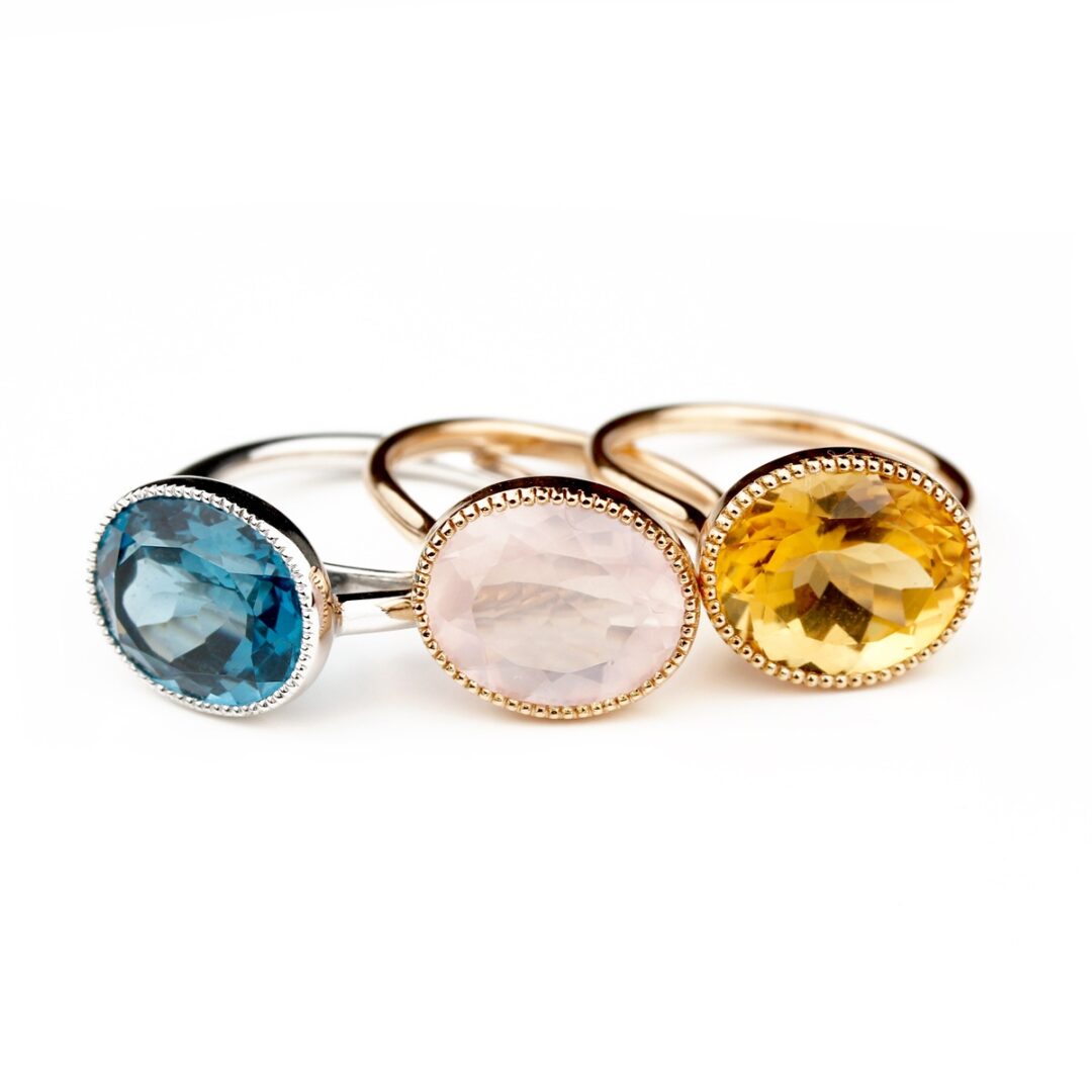 Bagues topaze citrine quartz rose Divine