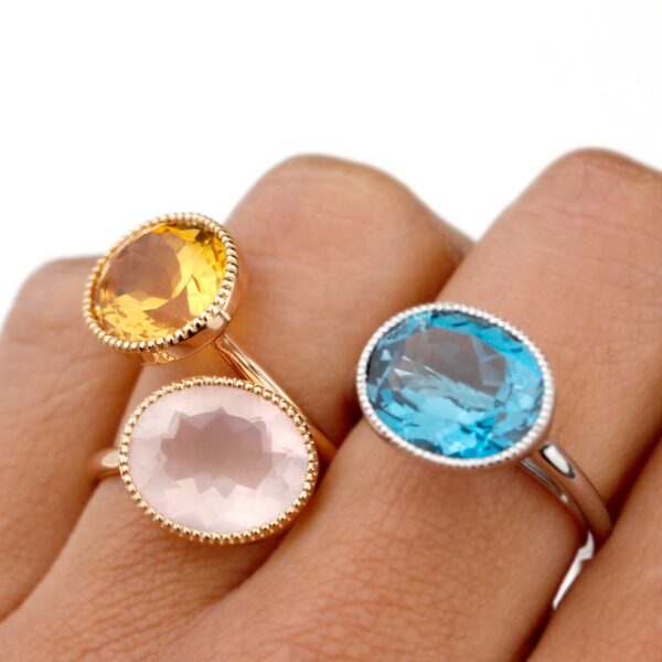 Bagues topaze citrine quartz rose Divine