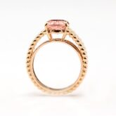 Bague tourmaline rose ovale et or rose millegrain