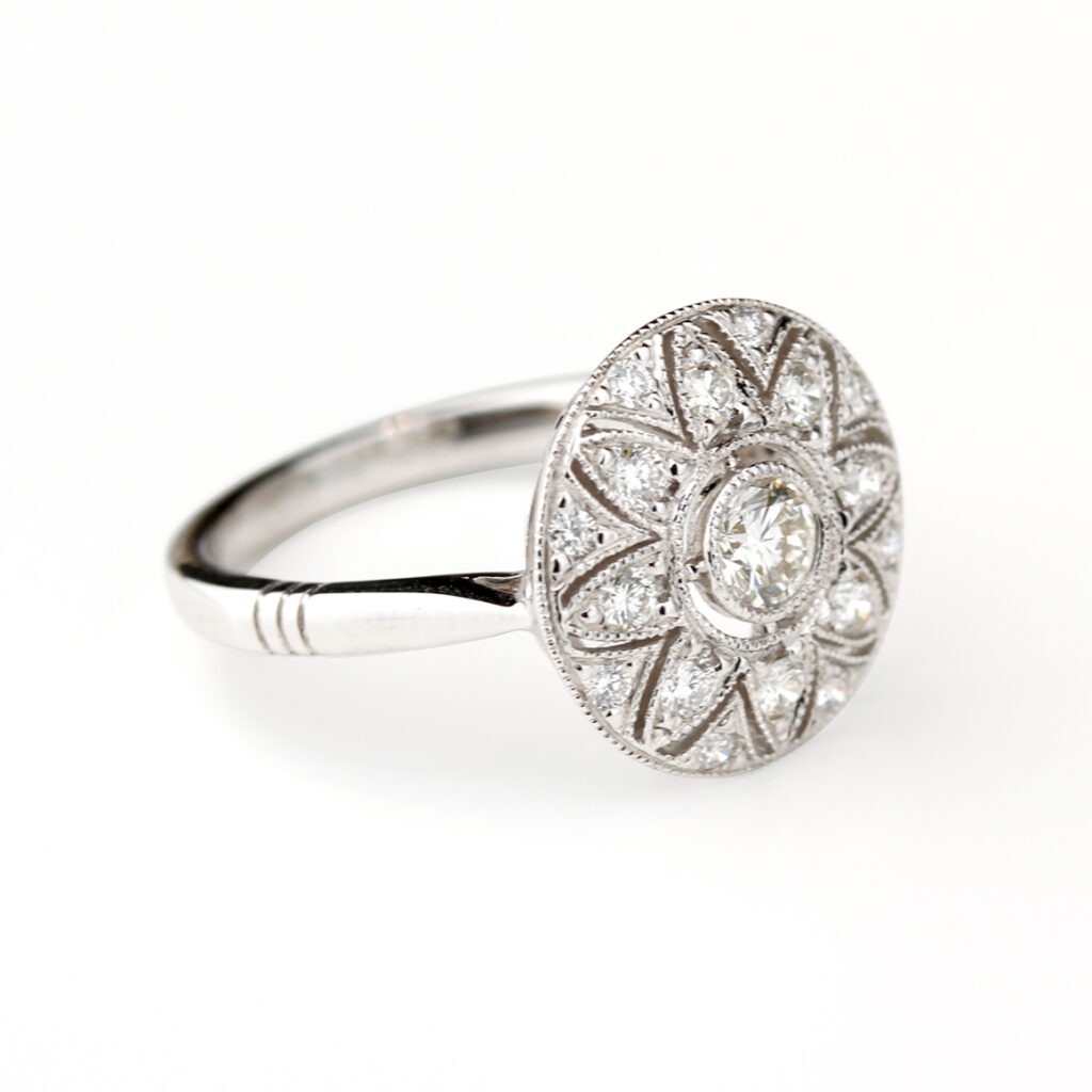 Bague diamants or blanc