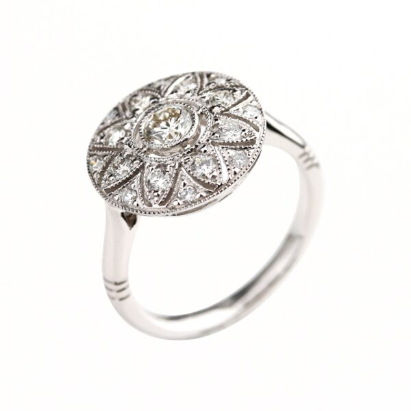 Bague diamants or blanc style vintage