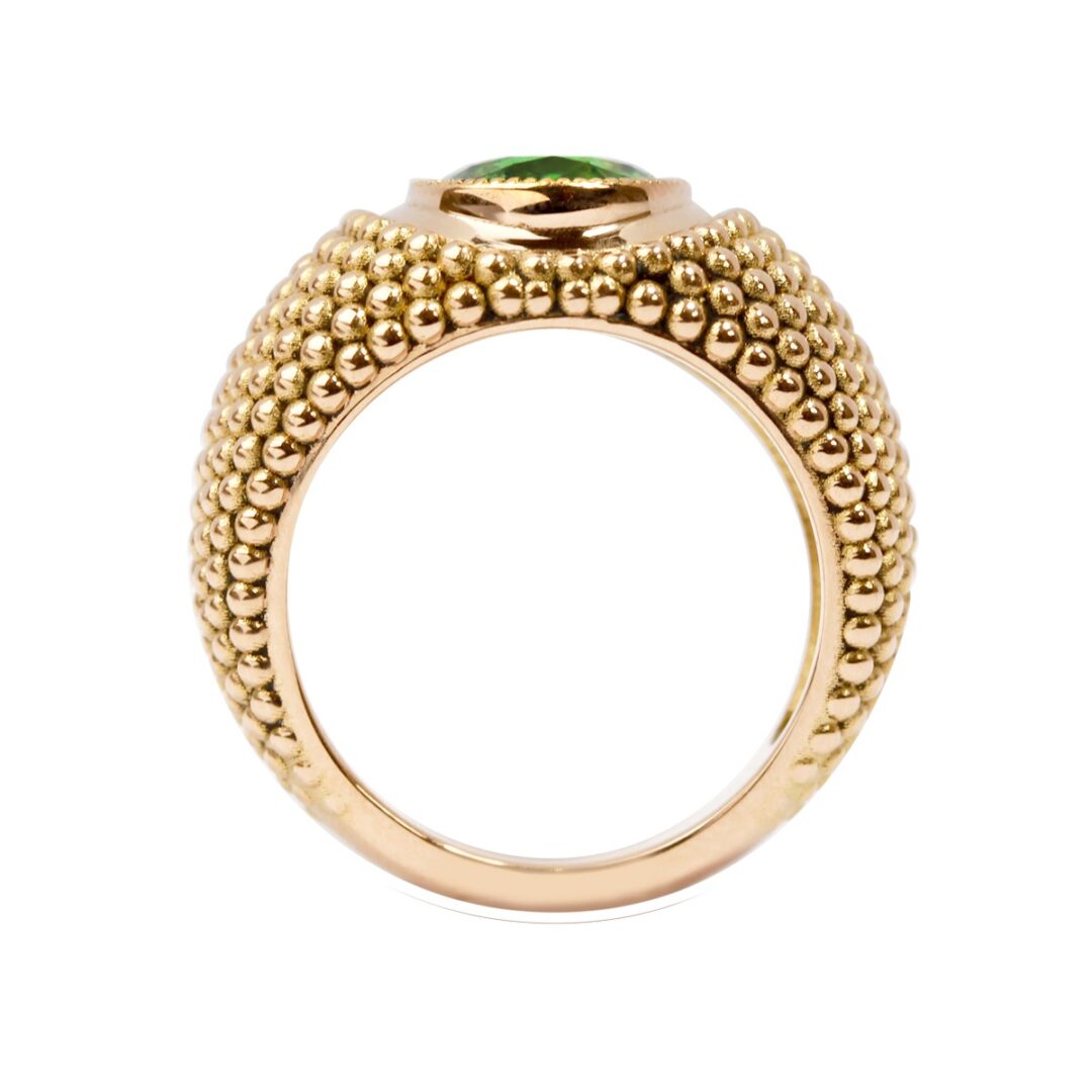 Bague jonc boule tourmaline verte ovale